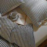 Linen Cotton Simple Stripes Jacquard Nordic Style Bedding Set Single Double Queen King Duvet Cover Flat/Fitted Sheet Pillowcase