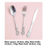 Retro Ins Luxury Relief Stainless Steel Fork And Knife Set Golden And Silver Home Dining Utensils Steak Knife And Fork Set