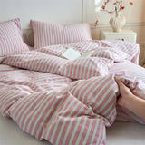 100% Cotton Stripe 3-Piece Duvet Cover Set (1 Duvet Cover + 2 Pillowcases),Yarn-Dyed,Soft Bedding Set, Multiple Sizes