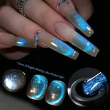 10ml Blue Cat Eye Gel Nail Polish Ocean Blue Magnetic Shimmer Effect Soak Off UV LED  Semi Permanent Nail Art