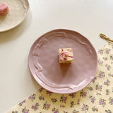 Ins Style Bow Dessert Plate High-end Solid Color Ceramic Disc Korean Underglaze Color Western Tableware Home Relief Bread Plates