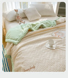 Simple Waffle Blanket Home Summer Quilt Cooling Blanket Nap Air Conditioner Student Dormi Single Double Green Pink Throw Blanket