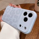 Luxury Leopard Pattern Camera Control Button Case for iPhone 17 16 15 Pro Max 14 Plus 12 13 11 Matte Soft Liquid Silicone Cover