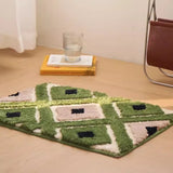 Tufting Green Geometric Bathroom Mat Soft Bedside Rug Floor Pad Bathmat Bedroom Doormat Carpet Aesthetic Home Room Decor 40x60cm