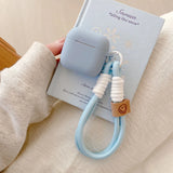 Simple Style Round Soft Liquid Silicone Cover For AirPods 1 2 3 4 Pro Pro2 Earphone Case Anti-Loss Lanyard Wrist Strap Protector