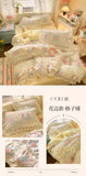 Korean Princess Style 4Pcs Floral Ruffles Bedding Set Single Queen Size Soft Skin-friendly Washed Cotton Duvet Cover Pillowcase