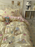 Romantic Floral Dog Cotton Bedding Set Lovely Cartoon Pure Cotton Four-Piece Suite Lace Design Cotton Duvet Cover eet Pillo...