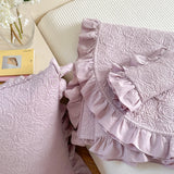 2 pcs Quilted Soft Pillow Sham with Ruffles 48x74cm Home Decorative Pillow Case Flower Printed Pillowcases Covers