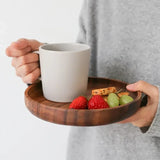 New American Walnut Tray Fruit Tray Solid Wood Circular Shaped Household Water Cup Tea Cup Tray Japanese Wooden Plate Tableware