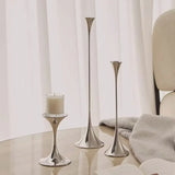Silver Candlestick,Wedding Party Christmas Festival Dining Table Decor,Home Metal Candle Holder Photo Prop