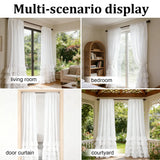 2pcs Romantic Pastoral Multi-Layer Ruffled Half-Blackout Outdoor Curtains,with Top Rod Pocket,Suitable ForDoor Curtains,Bedrooms