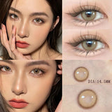 2PCS  Red Color Contact Lenses Large Diameter 14.5mm Myopia Degree Colored Lens Blue Beauty Pupil Makeup One Year Use