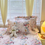 100% Cotton 2pcs Flower Prints Ruffles Pillowcases 48x74cm Sizes Cushion Cover for Bed Floral Style Adults Kids Pillowslip 베개커버