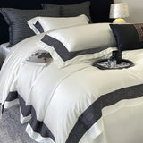 Luxury Hollow Embroidery Wide Edge Bedding Set 1000TC Lyocell Cotton Soft Silky Duvet Cover Flat/Fitted Bed Sheet Pillowcases