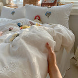 3/4Pcs Princess Style Cartoon Towel Embroidery Bedding Set Single Queen King Size Duvet Cover Set Bed Sheet Pillowcases