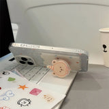 Cute cartoon bear card bag shell for iphone 11 15pro 13 15 12pro 15promax 14pro 14 pro max colorful stars transaprent phone case