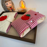 Cute Tomato Cloth Cover A6 Notebook Handcrafted Daily Schedule Book Portable Student Journal Writing Handbook with Inner