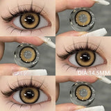 Myopia Lenses 1pair Color Contact Lenses for Eyes Brown Prescription Lens Cosmetic Black Lense Yearly Gray Contact Lens