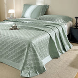 3/5Pcs Lyocell Cotton Soft Silky Embossing Quilted Bedspread, Bed Cover, Mattress Topper Coverlet, Bedsheet, Lace Pillowcases