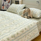 Thiened Pure Cotton Blue Wind Bell Bedding Set Ins Small Flower Tee Piece Bedding Set Quilt Cover Single Bedding Set