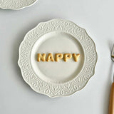 French Embossed Western Dining Plate High-end White Dessert Plates Exquisite Home Ceramic Serving Disc Retro Pasta Tableware