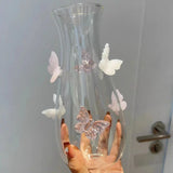 Creative 3D Butterfly Vase Jar Handcraft Home Decor Bottle Butterfly Vase Glass For Gift Party Living Room Tabletop Countert