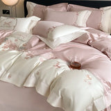 4pcs/Set Class A Grade High-end 200s Long-staple Pure Cotton Embroidery Quilt Covers Pillowcases Sheet  Bedding Set