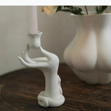 Ceramic Hand Roses Candle Desk Decoration Minimalism Flower Shape Candlestick Candle Stand Modern Decor