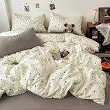 Vintage Double Sided Red Plaid Bedding Set Skin-Friendly Soft Duvet Cover Set with Bed Sheet and Pillowcases for Single Double
