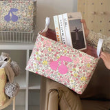 Fabric Storage Basket Folding Washable Portable Storage Basket Printed Portable Dormitory Office Snacks Beauty Clothes Storage B