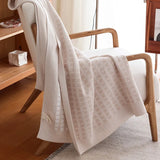 Nordic Modern Throw Blanket Knitted Sofa Decoration Cover Geometric Grid Nap Blanket Bedspread Pure Cotton Warm Shawl 130X180CM
