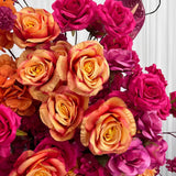 Wedding Backdrop Arch Flower Runner Hot Pink Orange Hydrangea Rose KT Board Decor Event Party Props Display