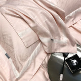Luxury Satin Jacquard Bedding Set 1000TC Lyocell Cotton Soft Silky Duvet Cover Set Bed Sheet/Fitted Sheet Pillowcases 4Pcs