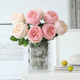 5pcs/lot True Touch Artificial Tea Rose Branch Wedding Floral Simulation Flowers Latex Austin Roses Fake Flower Hotel Decoration