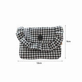 Cute Portable Checkered Purse Checkered Pattern Pocket Design Coin Purse Clutch Style Lipstick Storage Bag for Girls