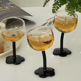 Cute Colourful Glass Wine Glass Tilted Heads Goblet Red Wine Cocktail Champagne Glass Cup Dessert Ice Cream Bow Cup
