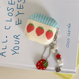 Lange Three Strawberries + Hanging Chain Headphone Case Suitable for Apple for Airpodspro2 Case/For Airpodspro Case/For Airpods4 Case/For Airpods3 Case/For Airpods2 Case/Fashion Women's Headphone Case/Casual Headphone Case