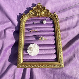 Vintage Photo Frame Jewelry Display Rack Purple Velvet Soft Bag Photo Frame Storage Rack Necklaces Earrings Display Ornaments