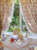 American Ruffled Edge Curtains, Lace French Countryside Style Printed Rose Bedrooms, Ins Style Bay Windows, Screen Curtains,