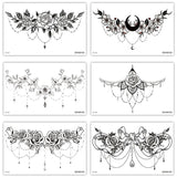 Waterproof Temporary Tattoos Sticker Simple Black and White Flower Sternum Stick Temporary Tattoo Stick Women