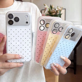 Luxury Polka Dot Candy Color Case for iPhone 17 16 15 Pro Max 14 Wave Point Camera Film Protector Soft TPU Shockproof Cover