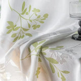 Pastoral Leaves Cut Flowers Semi Transparent Curtains Thickened Gauze Printed Drapes for Living Room, Bedroom, Balcony