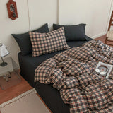 Vintage Style Plaid Bedding Sets 2025 New Soft Bed Sheet Set Woman Duvet Cover For Girls With Pillow Covers Quilt Cover