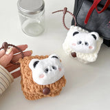 Korea Lovely Plush Panda Knitted Headphone Cases For Galaxy Buds 2 Cover For Galaxy Buds Live Shockproof Fundas Protective Shell