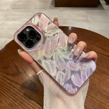 Fashion Glitter Gradient Purple Feather Transparent Shockproof Protection Case for iPhone 15 14 Pro 13 12 11 Pro Max Phone Cover