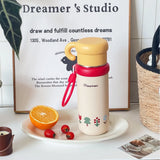 Cute Insulated Stainless Steel Liner Water Bottle, 500ml Drinking Cup & Spout Portable Heat-Resistant Food Grade for Kids