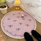 Bedroom Carpet Round Carpets Bedside Floor Mat Soft Fluffy Foot Mats Cute Purple kids Rug Home Decoration Rugs for Living Room