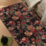 Vintage Red Rose Carpet Rugs Bedroom Bedside Carpet Elegant Living Room Sofa Bay Window Floor Mat Rectangular Kitchen Foot Mat