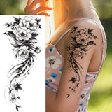 1 Sheet Realistic Flying Birds Flowers Temporary Tattoos For Women Girls Waterproof Long Lasting Fake Tattoo Sticker 3D Body Art