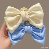 Cute double-sided hair accessory shark clip oversized bow satin French style fresh three-dimensional princess bow temperament
